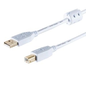 USB-A Adapterkabel, USB-B, 2.0, Ferrit, weiß, 1,8m 77022-WF