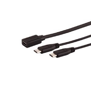 USB-C Y-Kabel, 2x USB-C, 2.0, schwarz, 0,3m 13-20020