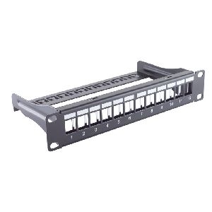 10" Keystone Panel, 12-fach, 1HE, STP, schwarz 08-10080