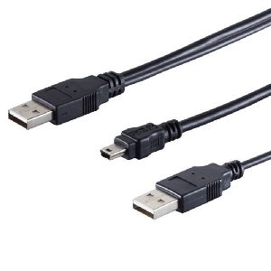 USB-A Y-Adapterkabel, Mini-B, 2.0, schwarz, 1m 77151