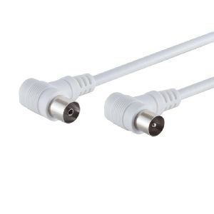 Koaxkabel 2x Winkel, &gt;80 dB, weiß, 5m 80085-32