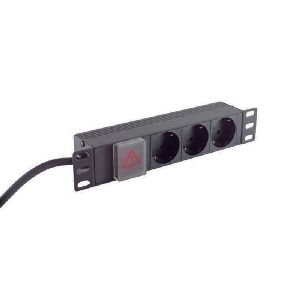 10&quot; Steckdosenleiste 3-fach, 1HE, schwarz 09-26935