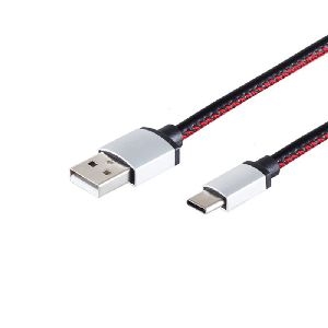 USB C, Ladekabel, Leder, schwarz, 0,9m 14-50099
