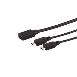 USB-C Y-Kabel, 2x USB Micro-B, 2.0, schwarz, 0,3m 13-20021