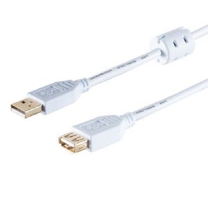 USB-A Verlängerungskabel, 2.0, Ferrit, weiß, 1,8m 77122-WF