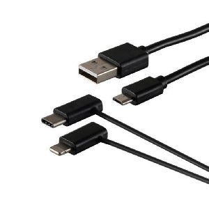 USB-A Ladekabel, 3in1, PVC, schwarz, 2m 14-15035
