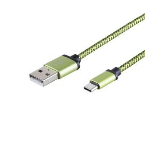 USB C, Ladekabel, Nylon, grün, 0,9m 14-50119