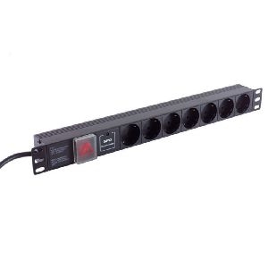 19" Steckdosenleiste 7-fach, 1HE, SP, schwarz 09-25175