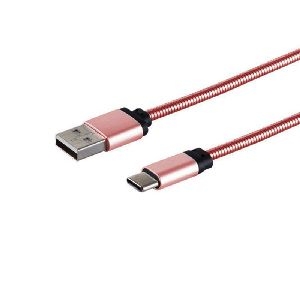 USB-A Ladekabel, USB-C, steel, rosegold, 1m 14-12002