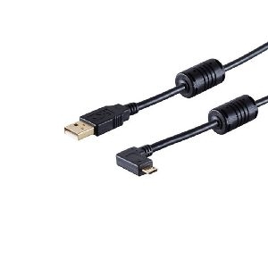 USB-A Winkelkabel, Micro-B, 2.0, 90° rechts, 1m 13-10001