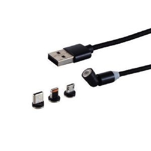 USB-A Magnetladekabel, 3in1, 540°, schwarz, 1m 14-19001