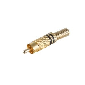 Cinchstecker Metall vergoldet, 6mm, schwarz 52020-S