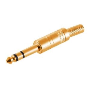 Klinkenstecker Stereo 6,3mm, Metall, vergoldet 50200-G