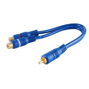 Cinchstecker - 2 Cinchkupplung, blau, 0,2m 40045