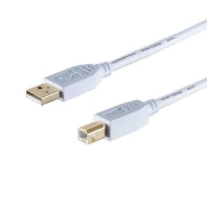 USB-A Adapterkabel, USB-B, 2.0, gold, weiß, 1,8m 77022-W