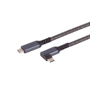 USB-C Ladekabel, 3.2, 90°, 100W PD, Textil, 1m 14-75014