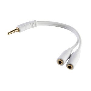 Headset Y-Adapter, TRRS Stecker, 3,5mm, CTIA, weiß 33120