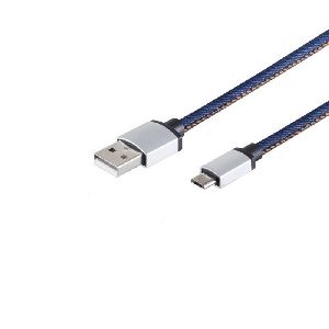 USB Micro B, Ladekabel, Jeans, blau, 1m 14-50026
