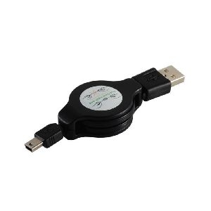 USB-A Rollkabel, Mini-B, schwarz, 1m 14-18002