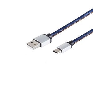 USB C, Ladekabel, Jeans, blau, 1m 14-50027
