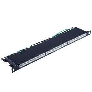 Slim Patchpanel Cat. 6A, 24 Port 0,5HE, 19” 08-67052