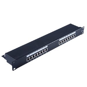 cat 6A 19" 1HE-Patchpanel, 500 MHz schw. 16Port 75068