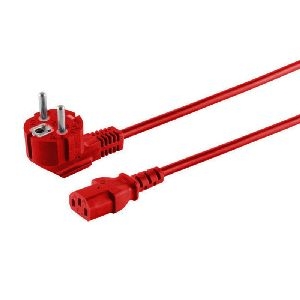Schutzkontakt 90° - Kaltgerätebuchse, rot, 1,8m 09-05184