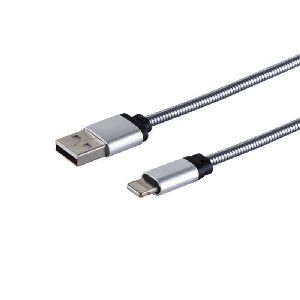 USB-A Ladekabel, 8-Pin, steel, silber, 1,6m 14-13021