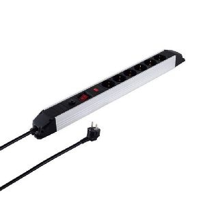 Alu Steckdosenleiste 6-fach, SP, OP, schwarz 09-20565