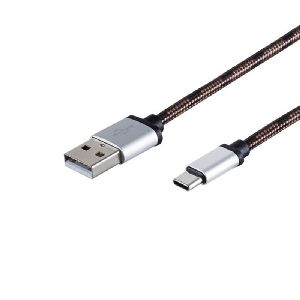 USB C, Ladekabel, Nylon, braun, 0,3m 14-50077