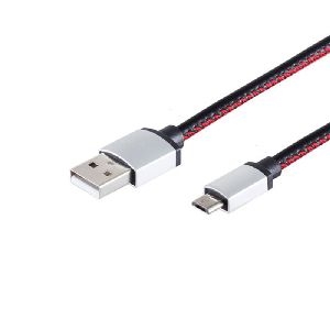 USB Micro B, Ladekabel, Leder, schwarz, 2m 14-50105