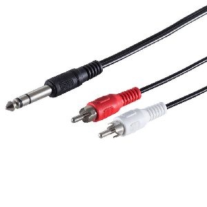 Klinkenstecker 6,3mm - 2 Cinchstecker, 1,5m 30511