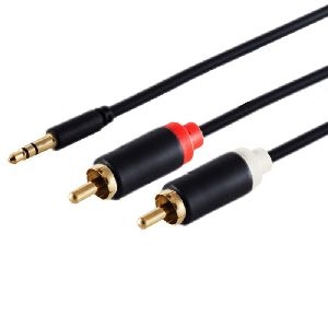 3,5mm Adapterkabel, 2x Cinch, slim, schwarz, 1,5m 33983-S