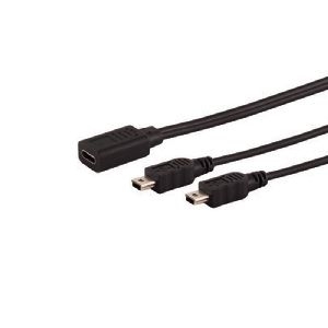 USB-C Y-Kabel, 2x USB Mini-B, 2.0, schwarz, 0,3m 13-20022