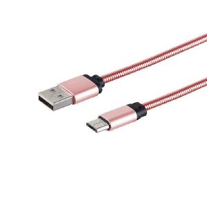 USB-A Ladekabel, Micro-B, steel, rosegold, 1m 14-11002