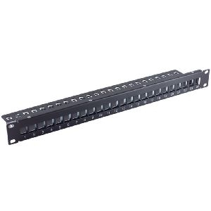 19" Keystone Panel, 24-fach, 1HE, STP, SL, schwarz 75066-1