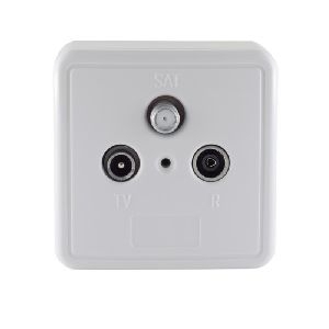 Antennendose, BK+SAT, Stich., 1dB, 3-Fach Set weiß 83905-1SETLW