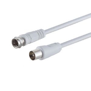 F-Stecker/ Koax-Kupplung,3c2v, >80 dB, weiß 2,5m 80073-32
