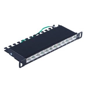 Slim Patchpanel Cat. 6A, 12 Port 0,5HE, 10” 08-67051