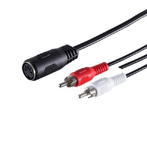 5-pol. DIN-Kupplung – 2 Cinch-Stecker, 0,2m +Erd. 10521