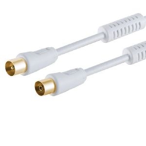 Antennenkabel m. Ferrit vergoldet >100dB weiß 1,0m 80202-128-G