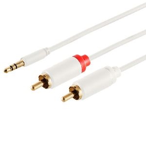 3,5mm Adapterkabel, 2x Cinch, slim, weiß, 1,5m 33983-W