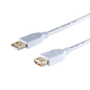 USB-A Verlängerungskabel, 2.0, gold, weiß, 3m 77123-W